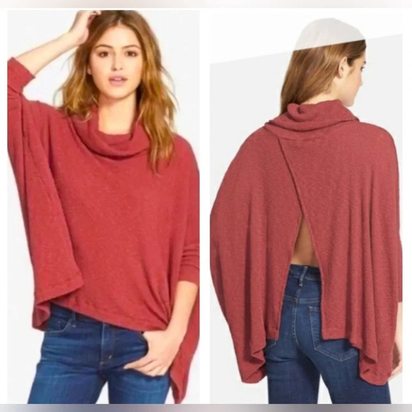 Free People Tops - FP Beach "World Traveler" Pull Over Dolman Sleeve Cowl Neck Split Back Size L